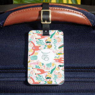Étiquette À Bagage Animaux de jungle heureux et colorés Monogramme ro