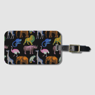 Étiquette À Bagage Animaux de Zoo Couleurs Vives Art Pop Amoureux des