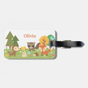 Étiquette À Bagage Animaux et créatures mignons de la forêt sylvestre