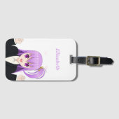 Étiquette À Bagage Anime Girl kawaii nom rose mignon (Devant Horizontal)