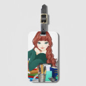 Étiquette À Bagage Anime Pretty Girl & Education avec Rabbit Travel (Devant Vertical)