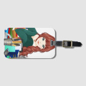 Étiquette À Bagage Anime Pretty Girl & Education avec Rabbit Travel (Devant Horizontal)