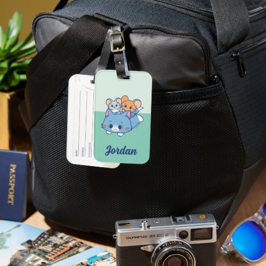 Étiquette À Bagage Anime Tom, Jerry et Tuffy (Recto & Verso)
