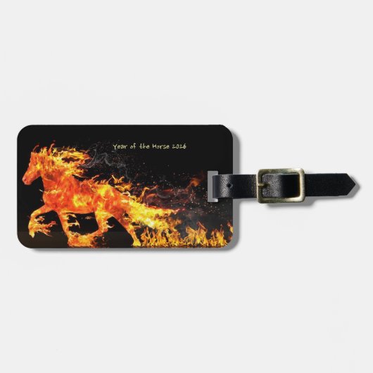 Étiquette À Bagage Année du Cheval 2026 (Cheval de Feu) (Devant horizontal)