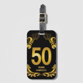 Étiquette À Bagage Anniversaire de la Parties scintillant d'or de 50  (Devant Vertical)