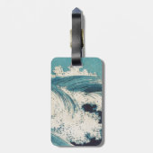 Étiquette À Bagage Antique Japanese Blue Waves Ocean Print (Dos Vertical)
