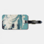 Étiquette À Bagage Antique Japanese Blue Waves Ocean Print (Dos horizontal)