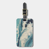 Étiquette À Bagage Antique Japonais Bleu Vagues Océan Imprimer (Devant Vertical)