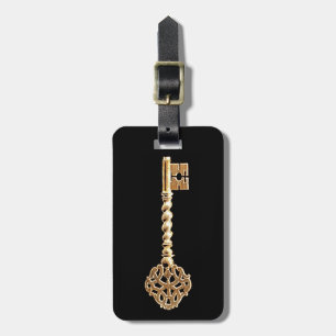 Étiquette À Bagage Antique Or Or Steampunk Squelette clé