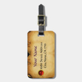 Étiquette À Bagage ANTIQUE ROMAN BRONZE MEDALLION Rouge Ruban (Devant Vertical)