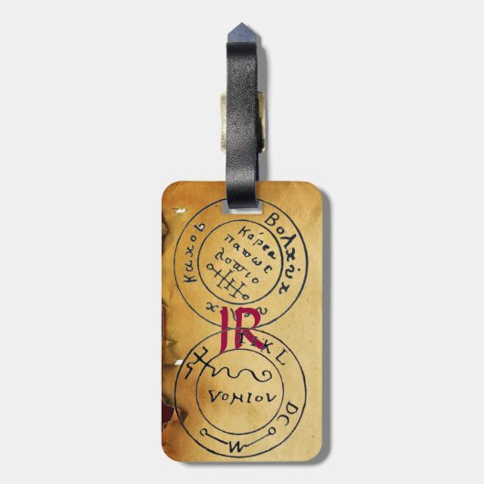 ÉTIQUETTE À BAGAGE ANTIQUE TALISMAN / PIRATES PARCHEMENT CARTES DE TR (Dos Vertical)