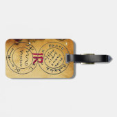 ÉTIQUETTE À BAGAGE ANTIQUE TALISMAN / PIRATES PARCHEMENT CARTES DE TR (Dos horizontal)