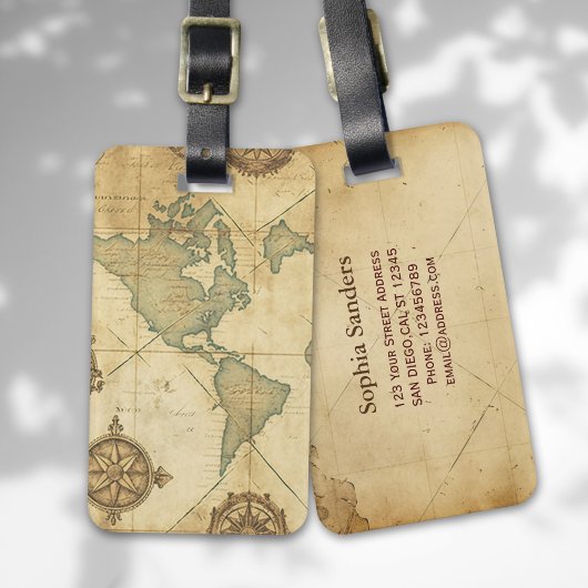 Étiquette À Bagage Antique Traveler Map