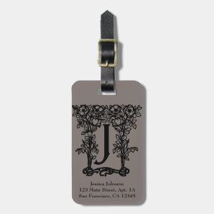 Étiquette À Bagage Antiquité vintage victorienne monogramme lettre J