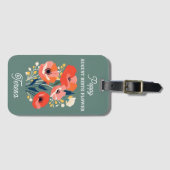 Étiquette À Bagage Août Fleur de naissance Nom personnalisé (Devant Horizontal)