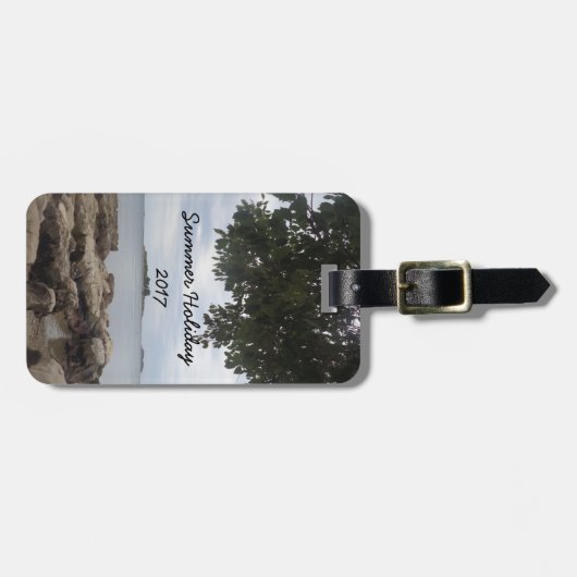 Étiquette À Bagage Appareil-photo de rectangle de photo de modèle (Devant horizontal)