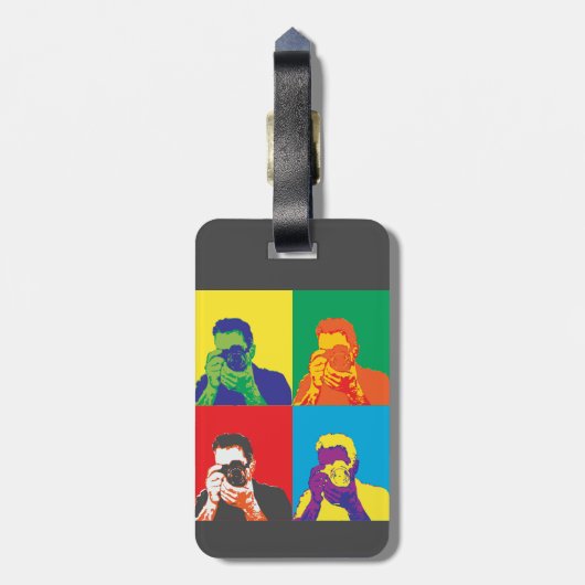 Étiquette À Bagage Appareil-photo lumineux de photographe de couleurs (Dos Vertical)