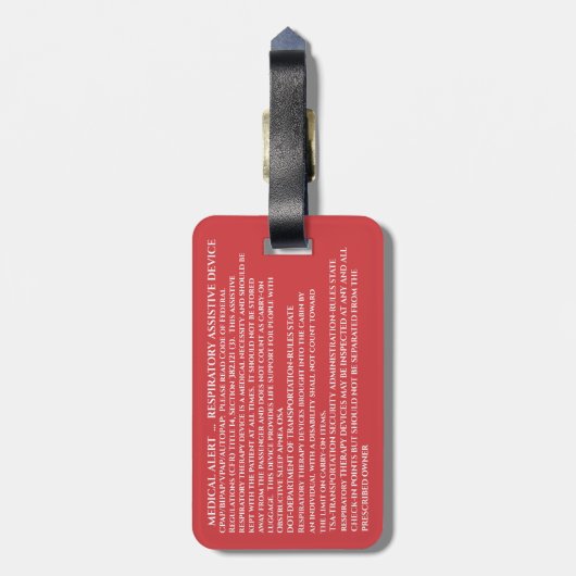 Étiquette À Bagage Appareil respiratoire Médicale CPAP Machine Carry- (Dos Vertical)