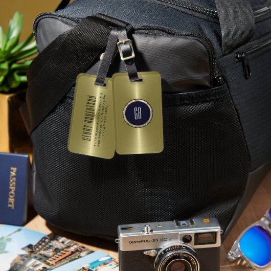 Étiquette À Bagage Apparence en acier inoxydable métallique personnal (Recto & Verso)