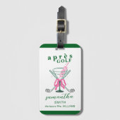 Étiquette À Bagage Aprés Golf Martini Coquette Bow Bachelorette Party (Devant Vertical)