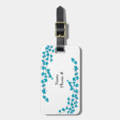 Étiquette À Bagage Aqua Blossoms et Branches (Devant Vertical)