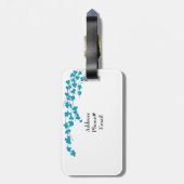 Étiquette À Bagage Aqua Blossoms et Branches (Dos Vertical)