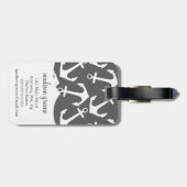 Étiquette À Bagage Aqua nautique Girly de charbon de bois d'Ancres (Dos horizontal)