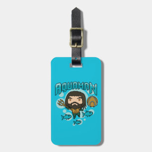Étiquette À Bagage Aquaman   Graphisme sous-marin de Chibi Aquaman