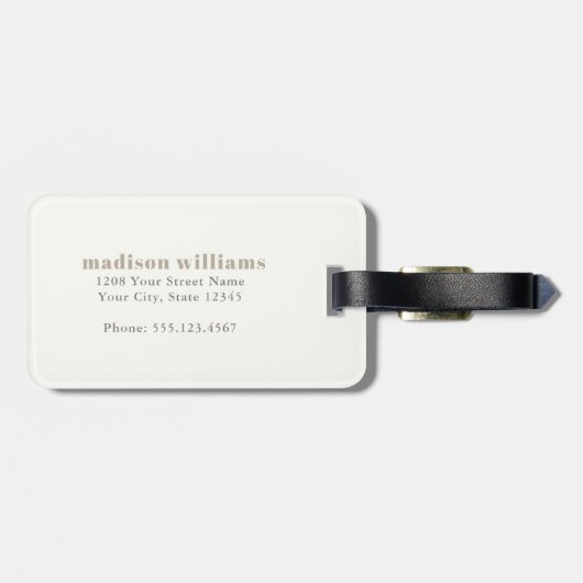 Étiquette À Bagage Aquarelle Abstraite côtière avec nom et monogramme (Dos horizontal)