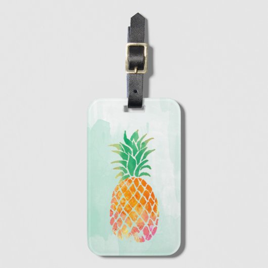 Étiquette À Bagage aquarelle ananas (Devant Vertical)