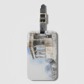 Étiquette À Bagage Aquarelle Ancienne Ruines Athènes Grèce Bagage bal (Devant Vertical)