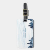 Étiquette À Bagage Aquarelle Arbre d'hiver, Paysage (Devant Vertical)