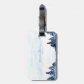 Étiquette À Bagage Aquarelle Arbre d'hiver, Paysage (Dos Vertical)