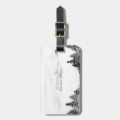 Étiquette À Bagage Aquarelle Arbres d'hiver, Paysage (Devant Vertical)