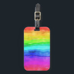 Étiquette À Bagage Aquarelle arc-en-ciel<br><div class="desc">Bandes horizontales multicolores et lumineuses,  peintes en aquarelle,  très arrière - plans à la personnalisation avec votre propre texte ou images ou gardez un design gai.</div>