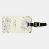 Étiquette À Bagage Aquarelle Blanc Cosmos Fleurs Peinture Botanique (Devant horizontal)