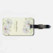 Étiquette À Bagage Aquarelle Blanc Cosmos Fleurs Peinture Botanique (Dos horizontal)