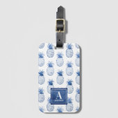 Étiquette À Bagage Aquarelle bleu blanc (Devant Vertical)