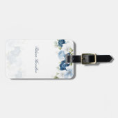 Étiquette À Bagage Aquarelle bleu bleu foncé Script personnalisé (Devant horizontal)