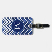 Étiquette À Bagage Aquarelle bleu Indigo Chevron (Devant horizontal)