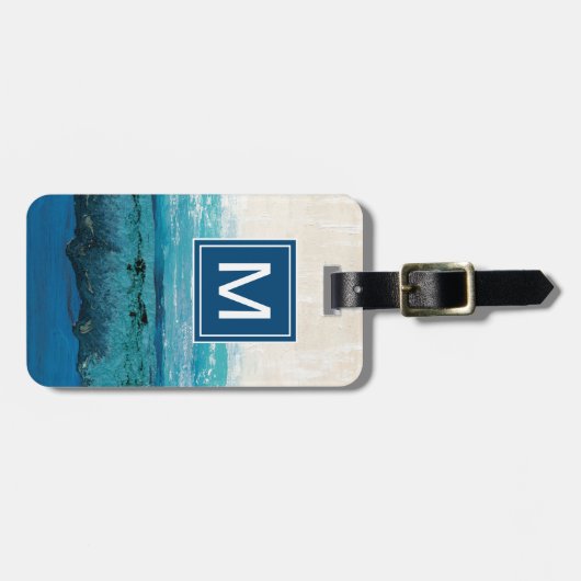 Étiquette À Bagage Aquarelle bleu saphir (Devant horizontal)