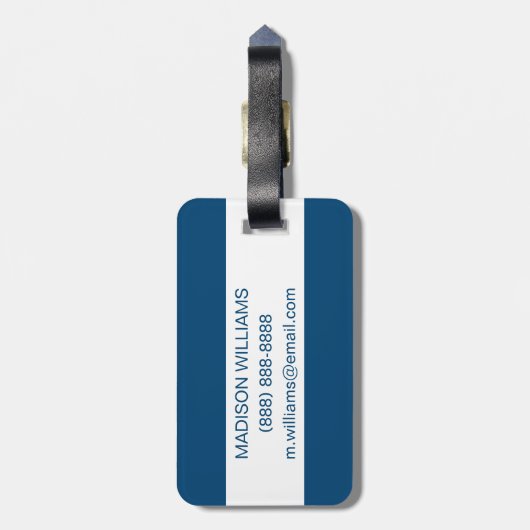 Étiquette À Bagage Aquarelle bleu saphir (Dos Vertical)