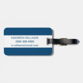 Étiquette À Bagage Aquarelle bleu saphir (Dos horizontal)