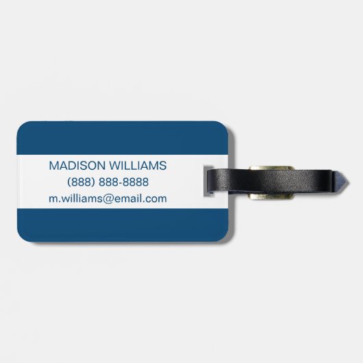 Étiquette À Bagage Aquarelle bleu saphir (Dos horizontal)