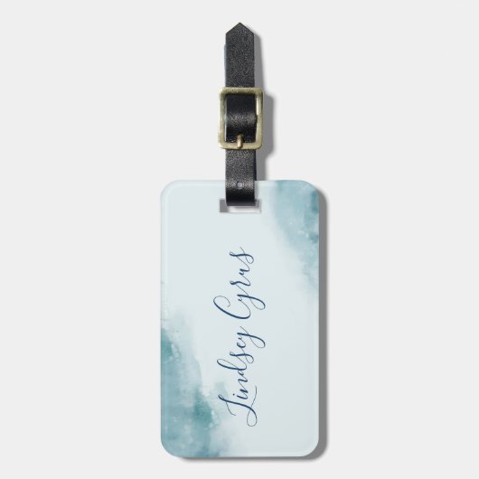Étiquette À Bagage Aquarelle bleue Icy Froid (Devant Vertical)