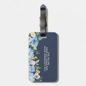 Étiquette À Bagage Aquarelle Blue Hydrangeas Floral Personnalisé (Dos Vertical)