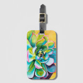 Étiquette À Bagage Aquarelle botanique succulent (Devant Vertical)