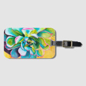 Étiquette À Bagage Aquarelle botanique succulent (Devant Horizontal)