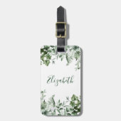 Étiquette À Bagage Aquarelle Botanique Verdure Ivy Sage Ferns (Devant Vertical)