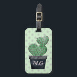 Étiquette À Bagage Aquarelle Cactus en pot Plante<br><div class="desc">Douce étiquette à bagages monogrammed avec aquarelle cactus art.</div>